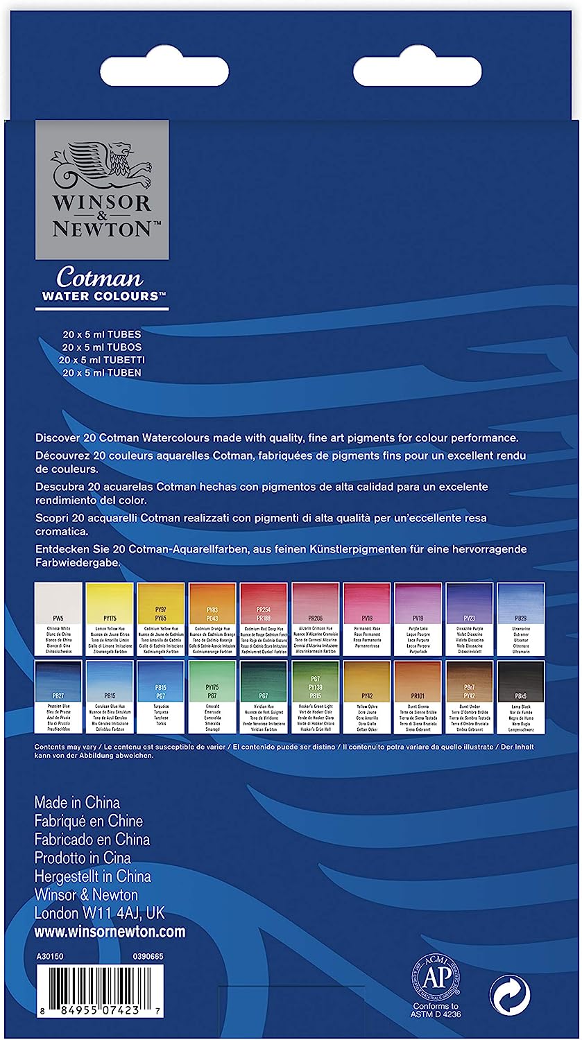 Winsor & Newton Cotman Watercolor Paint Set, 12 Count (Pack of 1), 20 Colors - Image 2